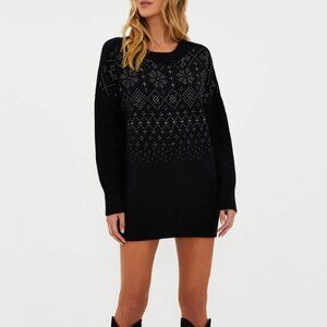Beach Riot Vivienne Mini Dress Blizzard Fair Isle Oversized Black Size Medium